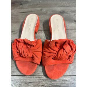 Stuart Weitzman Red Suede Gift Wrap Slide Sandals 9